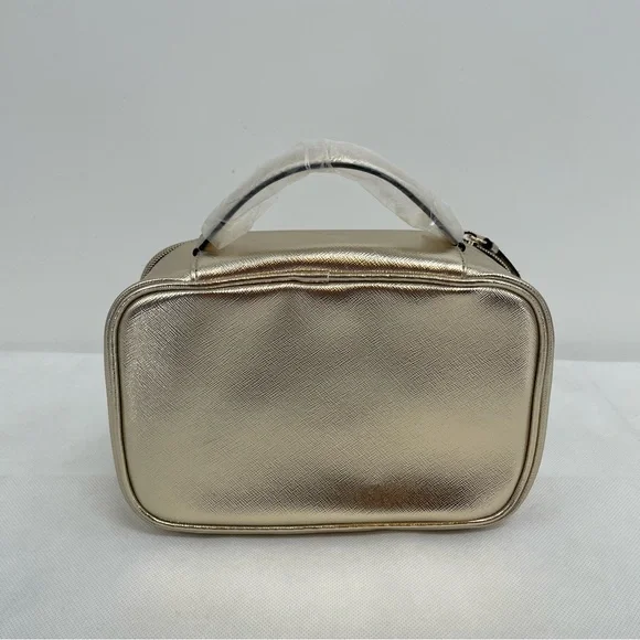 New VICTORIA'S SECRET GOLD LASER CUT  PALM TREE BEAUTY BAG MAKEUP COSMETIC CASE - Picture 4 of 8